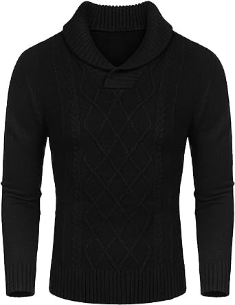 COOFANDY Men's green fruit neck sweater V-neck cotton loose fit thread pullover