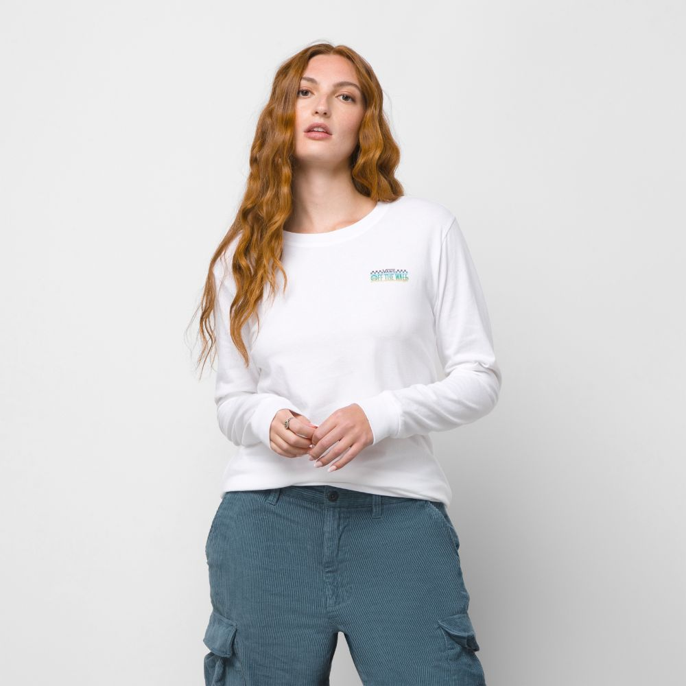 Vans X One Piece Long Sleeve BFF Tee Women White VN00038BWHT1