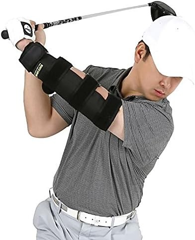 Wellstream Golf Weighted Elbow Brace - Shoulder Turn & Straight Arm Golf Swing Trainer Increasing The Moment of Inertia Force, One size fits all (Rigid, US Patented)