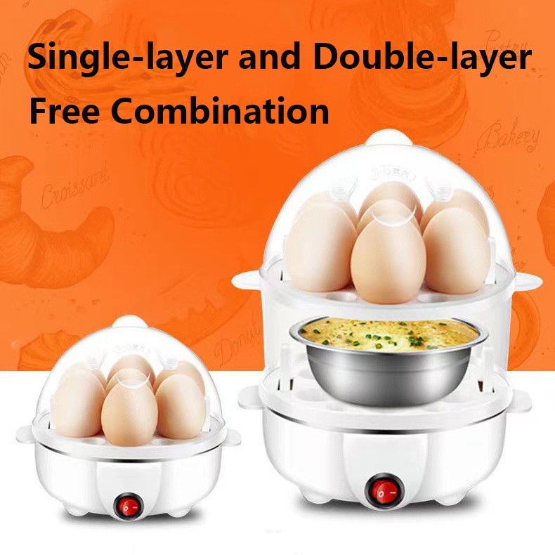 Electric Egg Boiler Half Boiled Egg Maker Double-Layer Mini Cooker Breakfast Steamer 2-Pin Plug Auto Power-off 煮蛋器