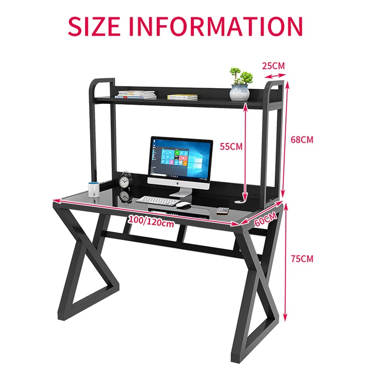 SG STOCKS] Excel Life Modern Tempered Glass Computer Table