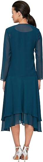 S.L. Fashions Women's Two-Piece Dress with Embellished Jacket (Petite and Regular)