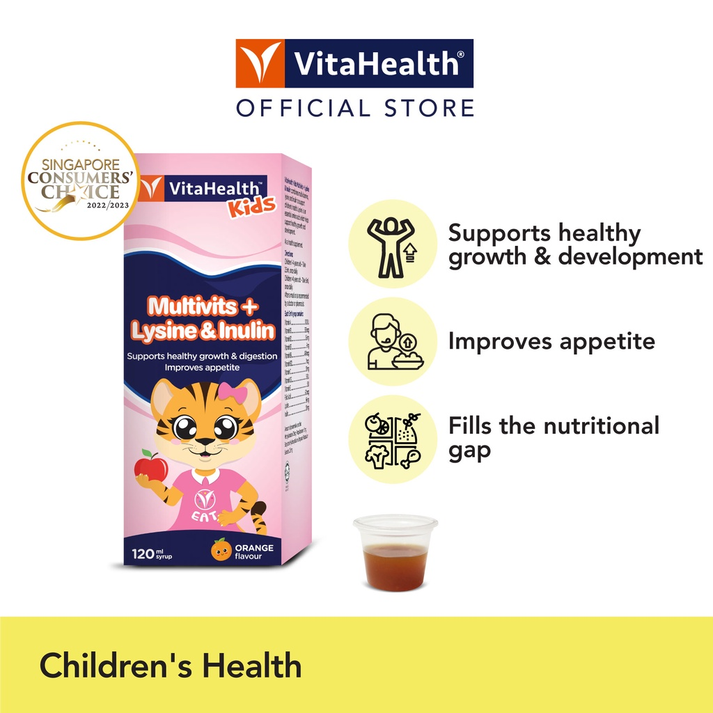 Kids Multivits + Lysine & Inulin 120ml [EXP 07-2024] - Improves appetite and fills the