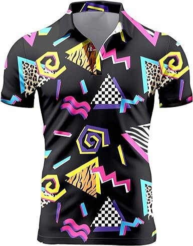 0s Golf Shirts for Men 90s Mens Golf Shirts Short Sleeve,Funny Golf Shirts Dry Fit 80s Outfit for Men